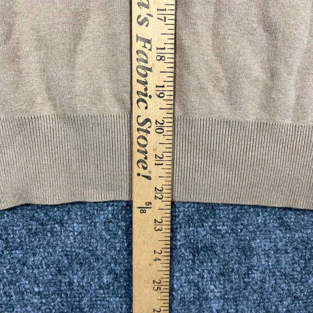VTG Polo Ralph Lauren V-Neck Sweater Mens S Tan Beige 100% Pima Cotton Pony Logo